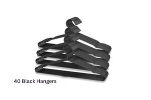 Hanger Set Heavy Duty Metal Matte Powder Coated Black 40 Pack & 5 Clips New Set
